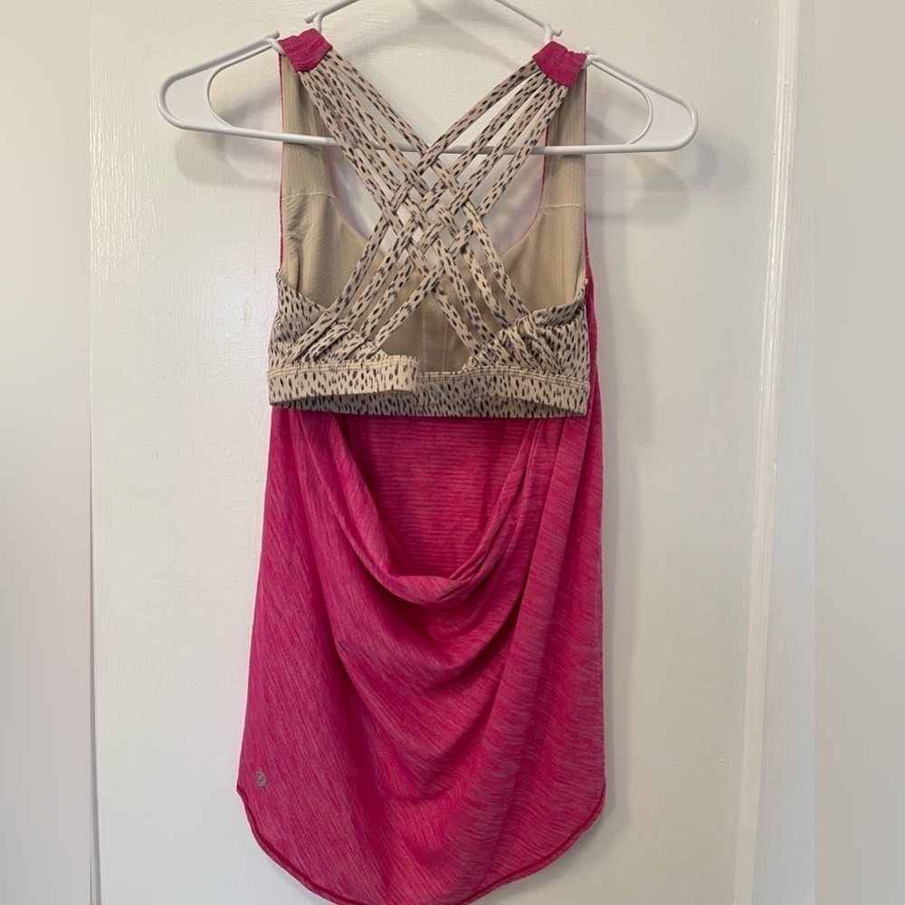 Lululemon Wild Tank Heathered Jewelled Magenta Dottie Dash White Black